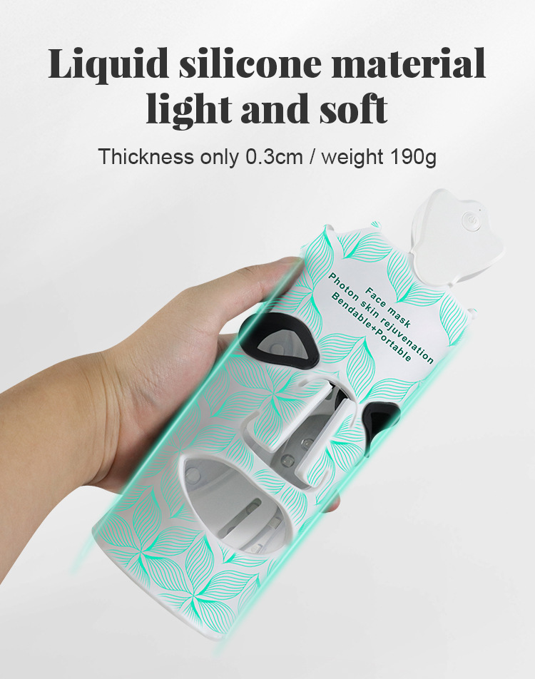 Mascarilla facial de rejuvenecimiento con fotones LED de 7 colores - Flexible y portátil