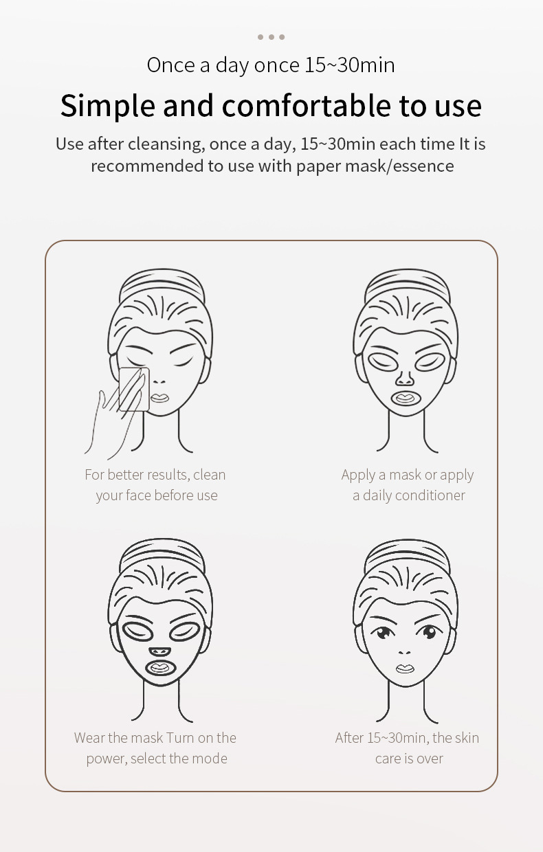 Mascarilla facial de terapia de luz LED - Rejuvenecimiento de la piel con 7 colores