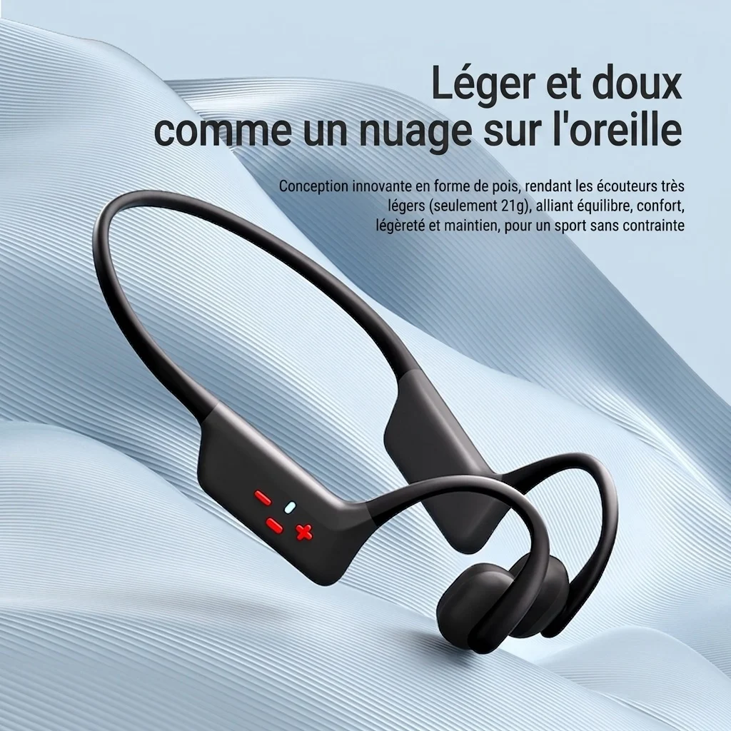 Écouteurs de natation à conduction osseuse étanches IPX8, 32 Go