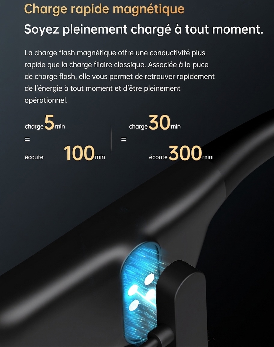 Écouteurs de natation à conduction osseuse étanches IPX8, 32 Go