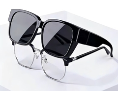 Lunettes de conduite polarisées rectangulaires en plastique marron #BS2426-0051