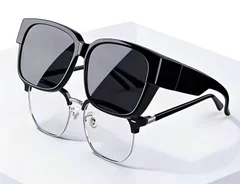Gafas de conducción polarizadas rectangulares de plástico negro #BS2426-0037