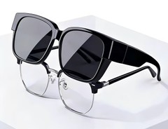 Rechteckige graue polarisierte Kunststoff-Fahrbrille #BS2426-0046