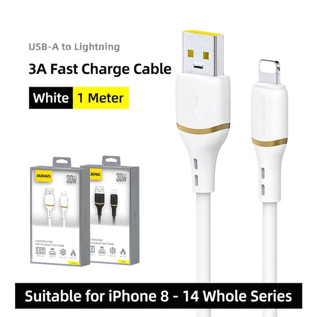 100W PD Fast Charge Braided USB-C to Lightning Data Cable, 480Mbps Transfer, 23cm, Black