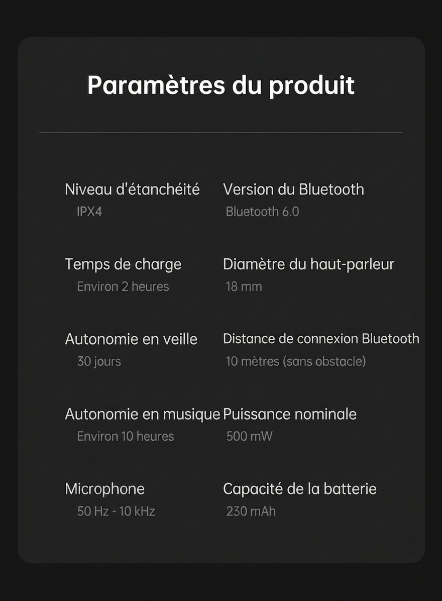 Écouteurs de sport sans fil à conduction osseuse X5, format ouvert