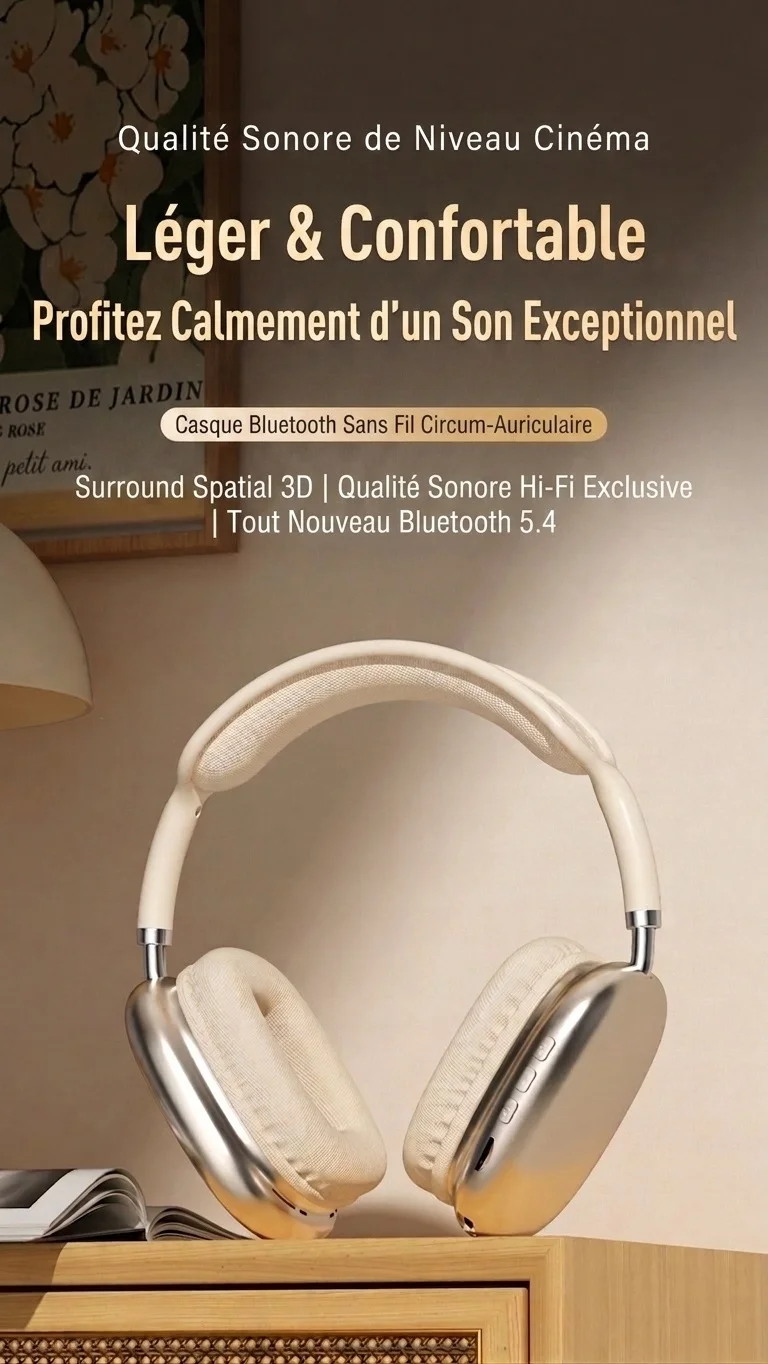 Casque sans fil Bluetooth STN-01 avec réduction de bruit active et audio haute fidélité
