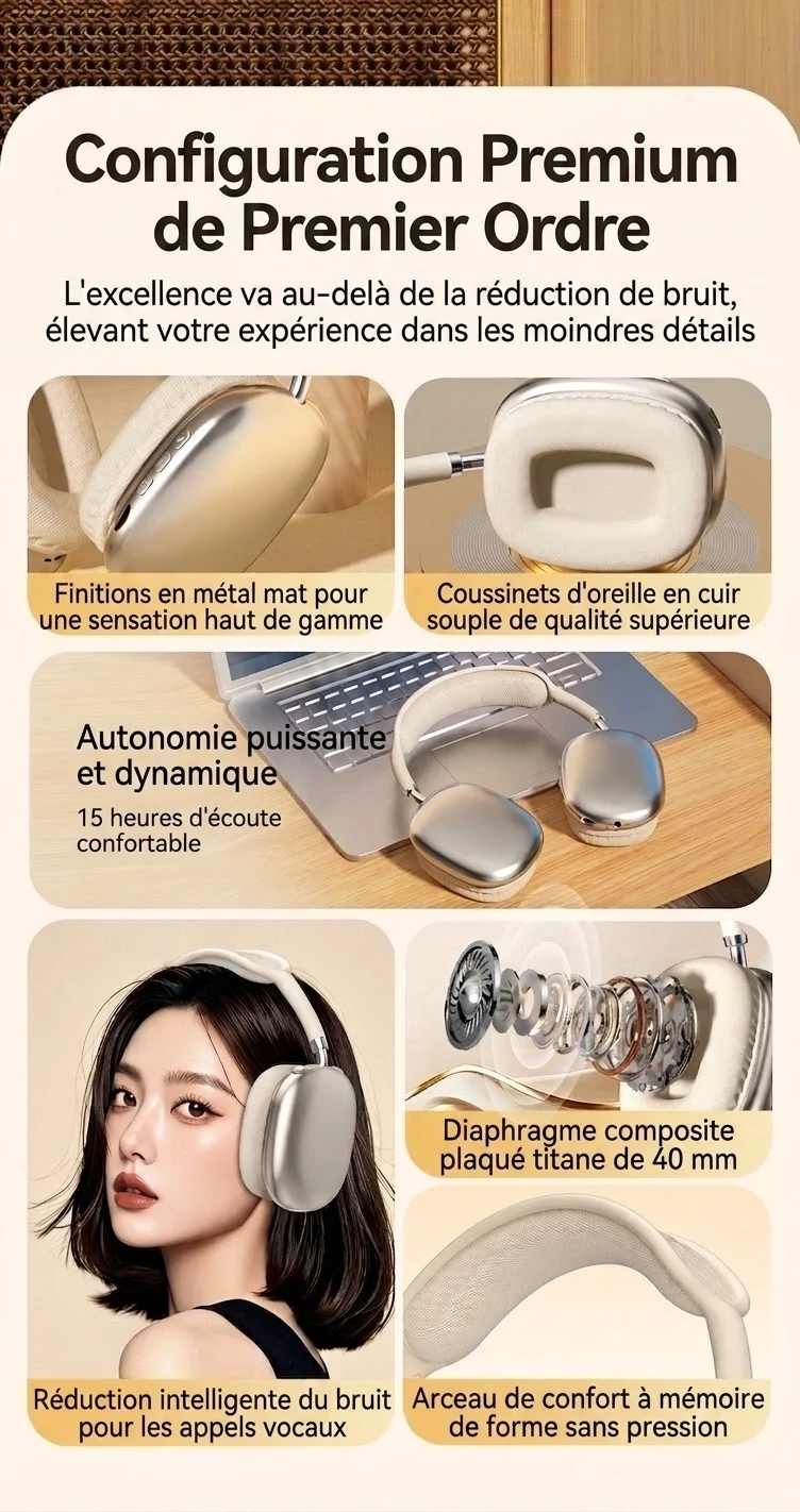 Casque sans fil STN-01 - Son Hi-Fi Bluetooth 5.4