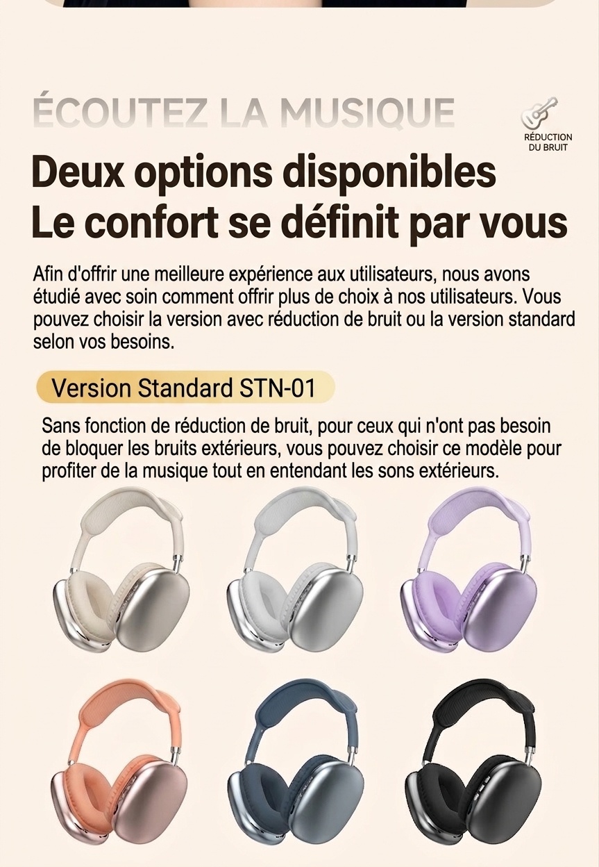 Casque sans fil ANC STN-01 - Son Hi-Fi Bluetooth 5.4