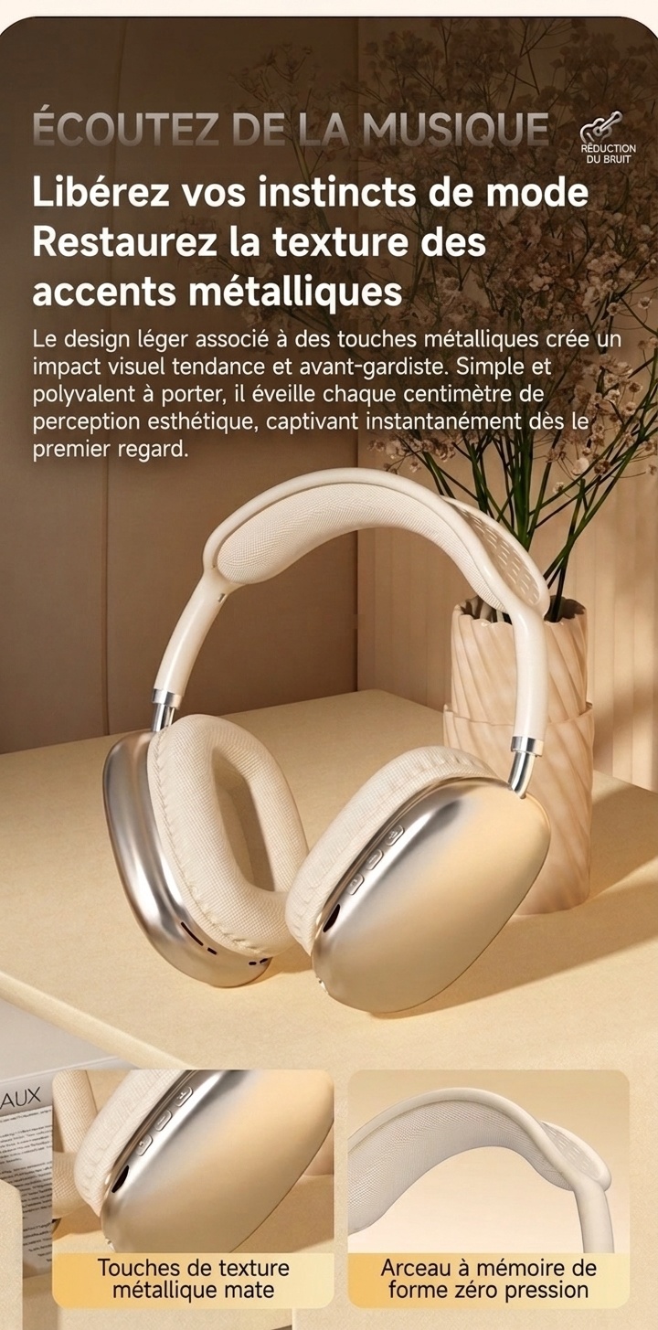 Casque sans fil ANC STN-01 - Son Hi-Fi Bluetooth 5.4