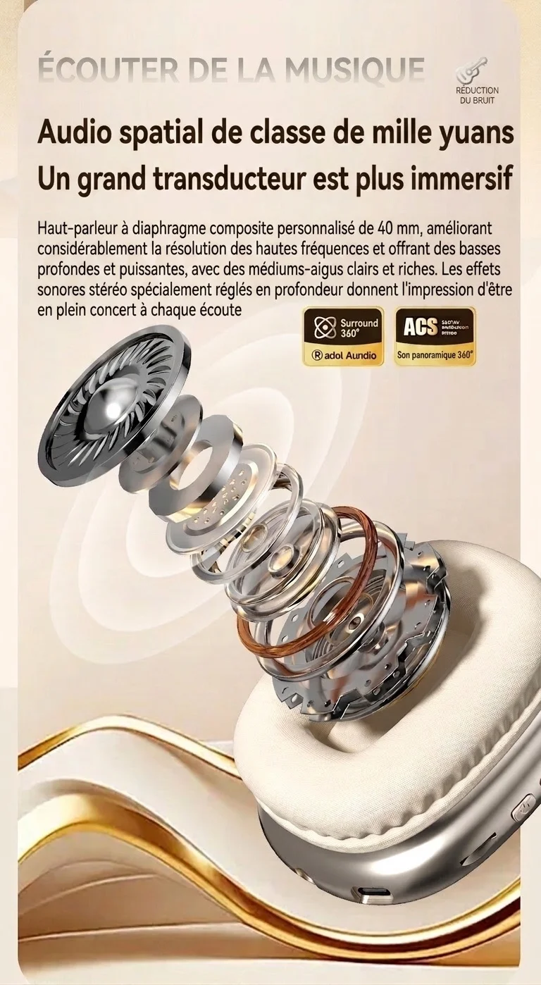 Casque sans fil STN-01 - Son Hi-Fi Bluetooth 5.4