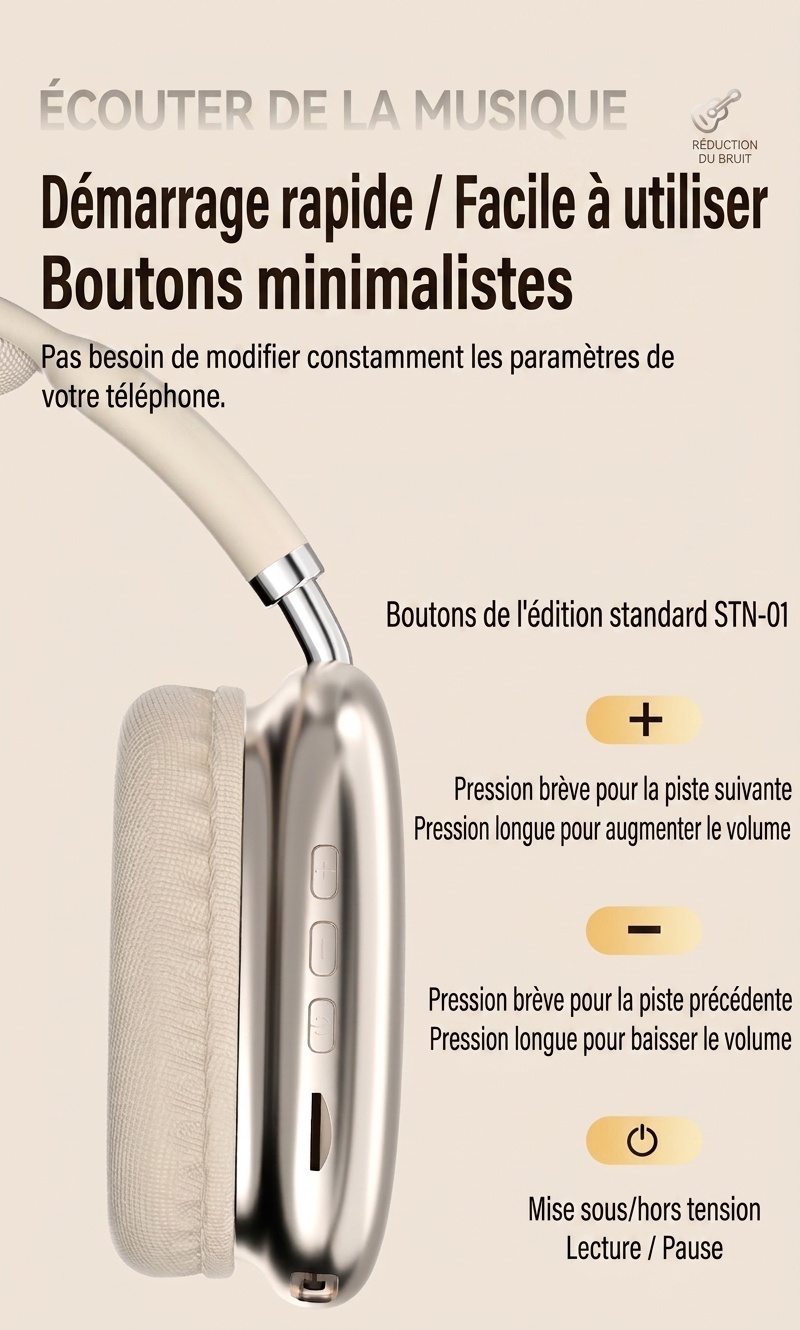 Casque sans fil ANC STN-01 - Son Hi-Fi Bluetooth 5.4