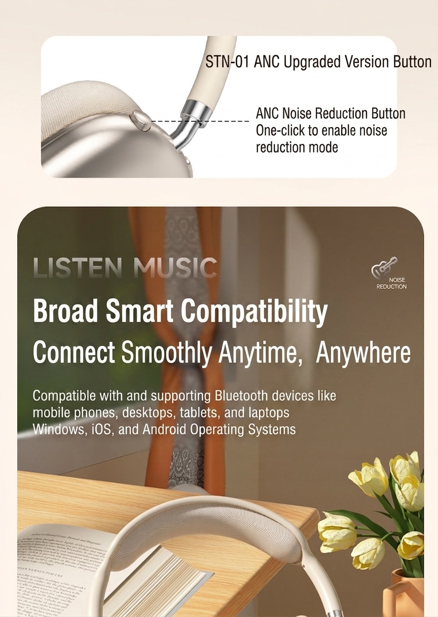 STN-01 Wireless Bluetooth Headphones with ANC & Hi-Fi Audio