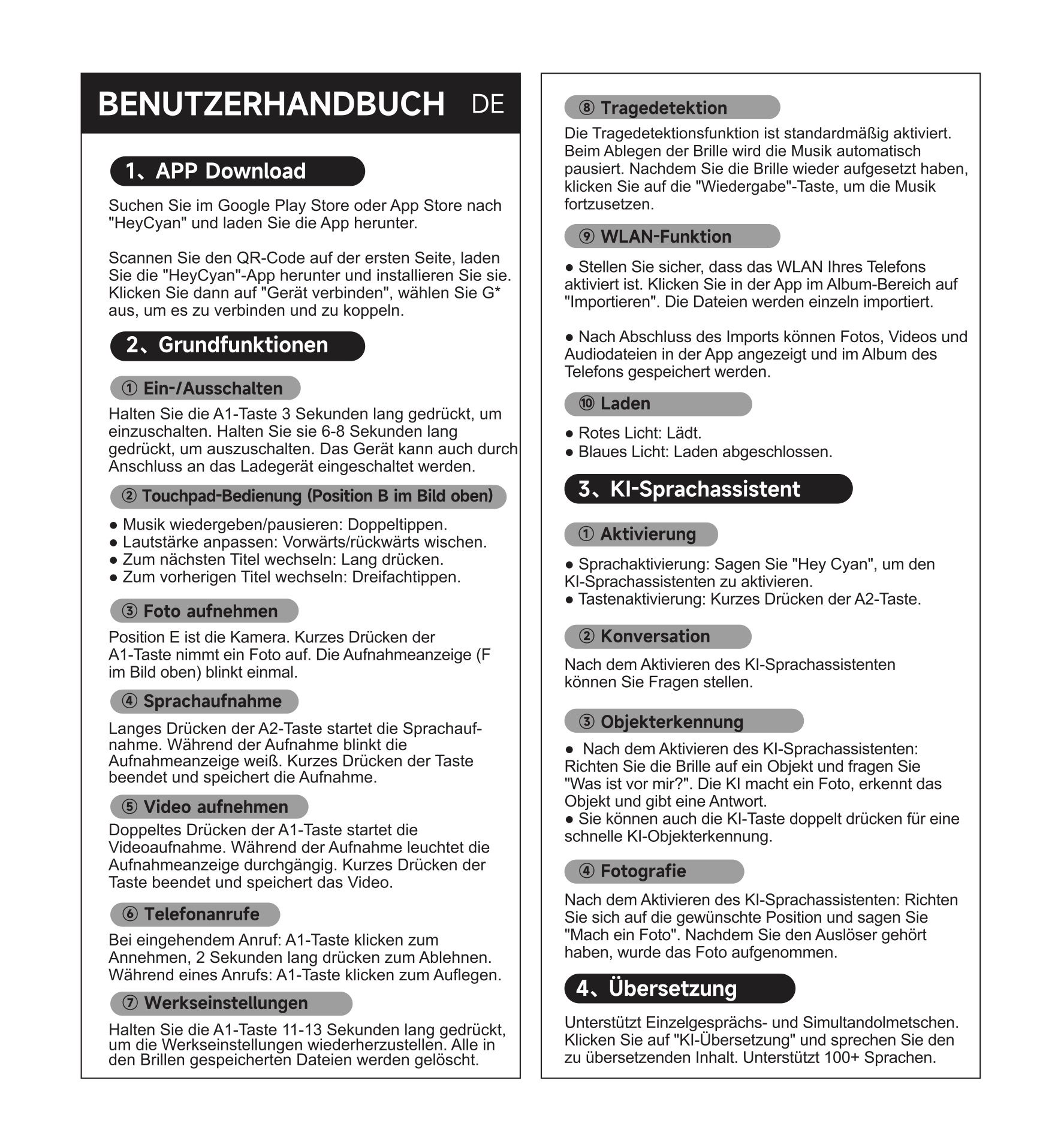 G2 Rechteckige graue TR90 Smart AI Brille #BS705-0012