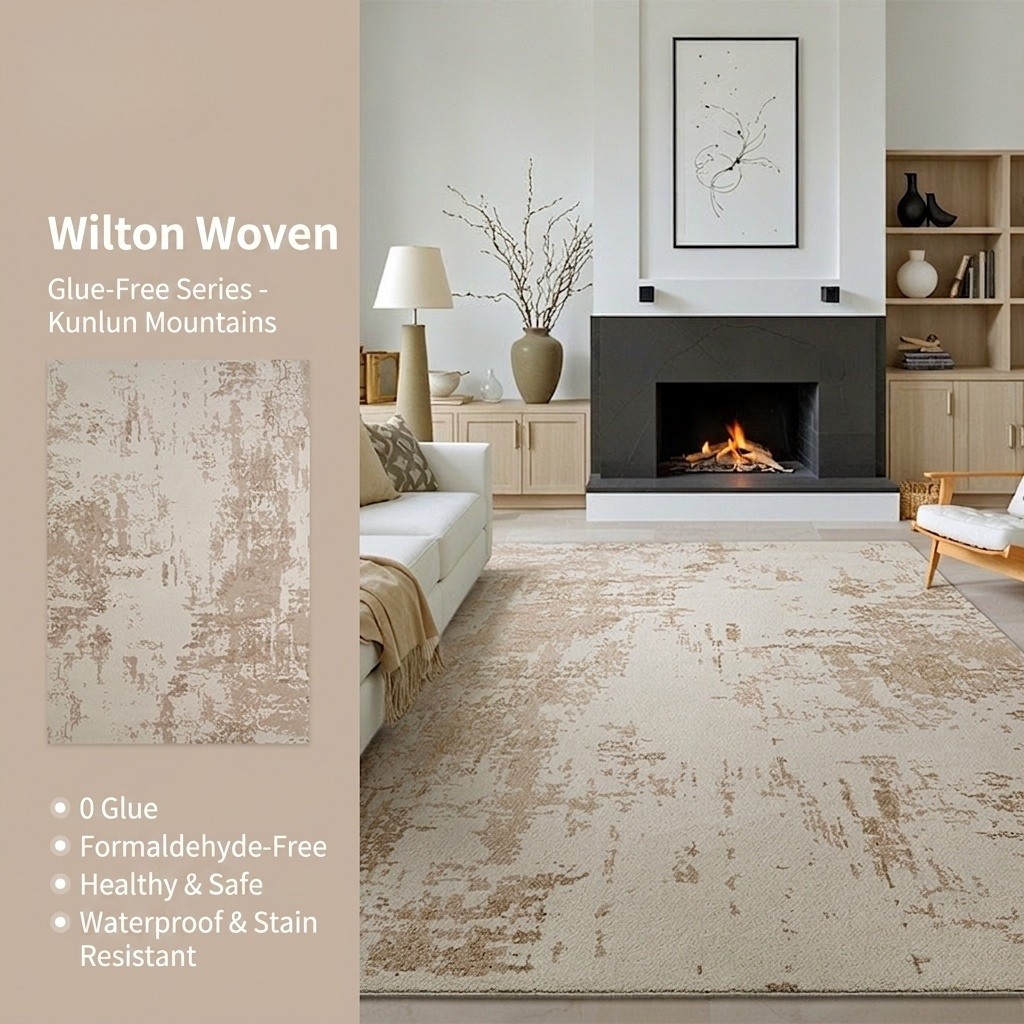 Modern Abstract Wool Blend Area Rug - Waterproof & Anti-Bacterial