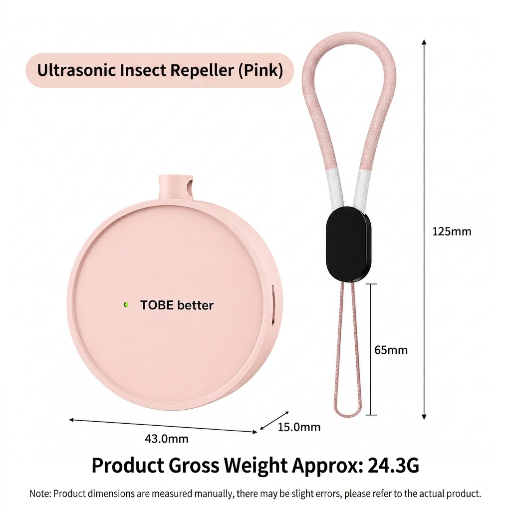 Portable Ultrasonic Pest Repeller with 300mAh Battery & Multi-Mode, White/Pink/Yellow/Black