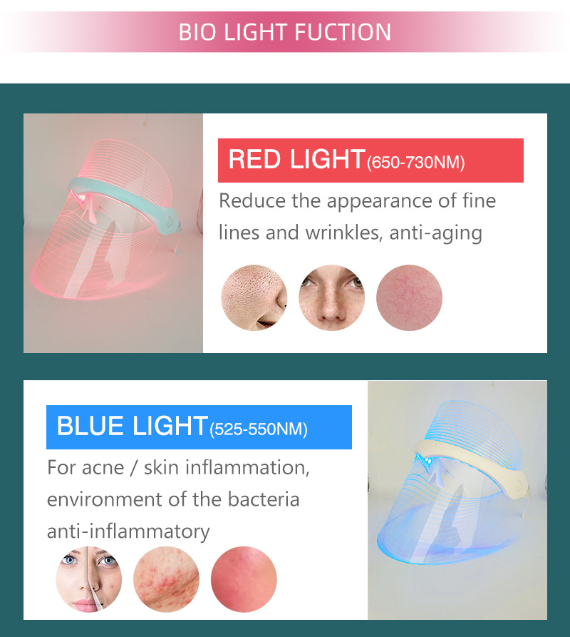 LED Light Therapy Face Transparent Mask - 7 Color Skin Rejuvenation