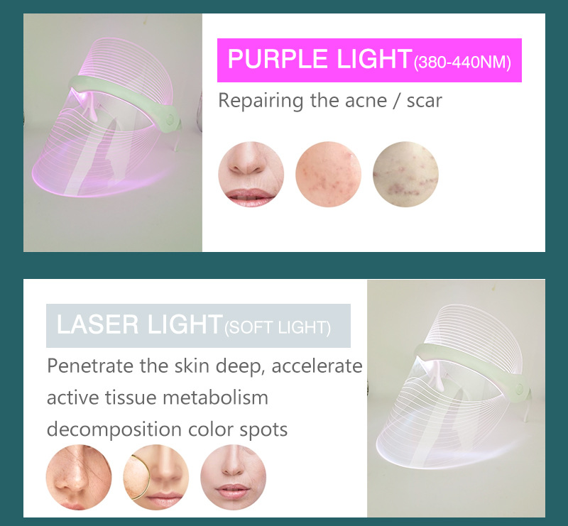 LED Light Therapy Face Transparent Mask - 7 Color Skin Rejuvenation