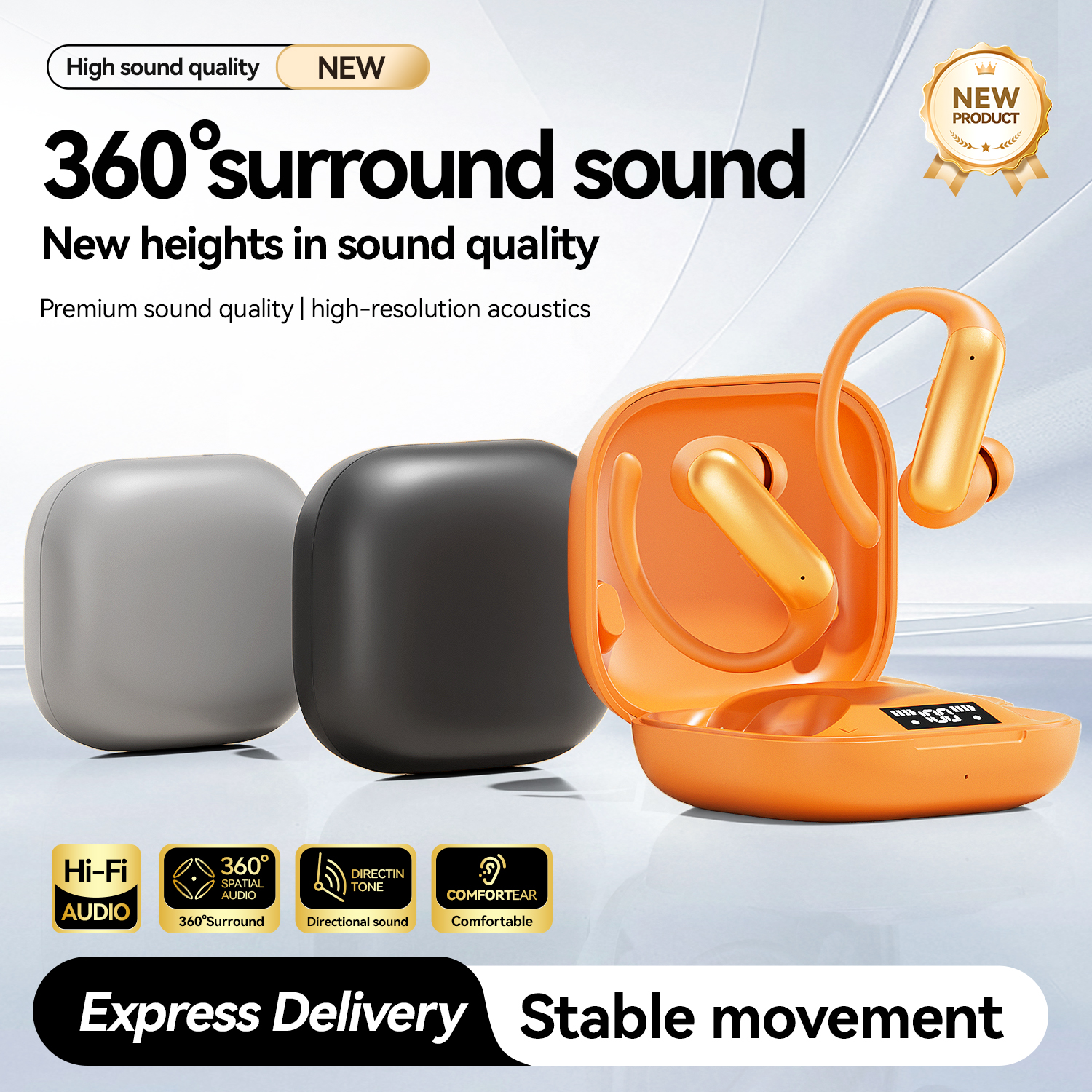 Wireless Air Conduction Earbuds with LED Charging Case Model#M144OWS