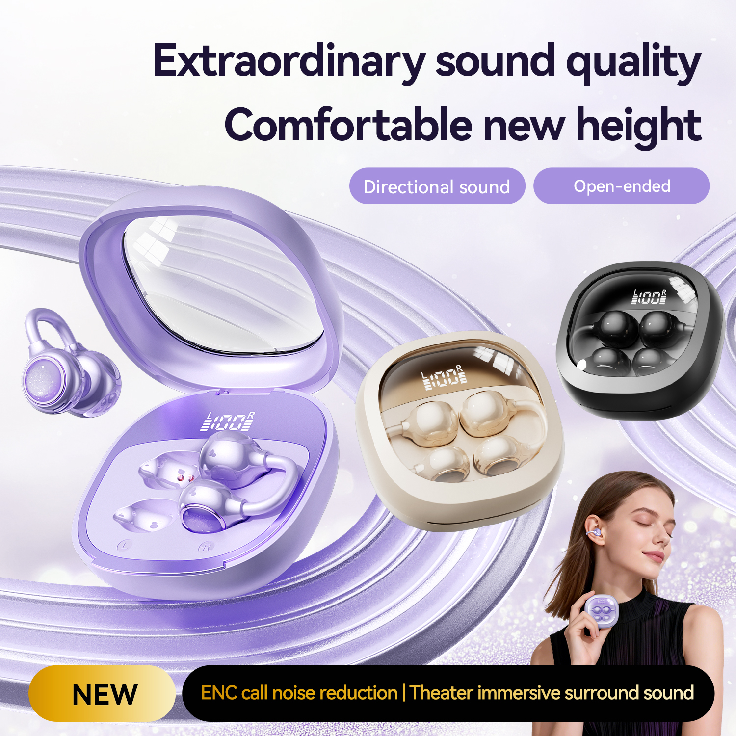 Open-Ear Wireless Earbuds with ENC Noise Reduction Model#M163