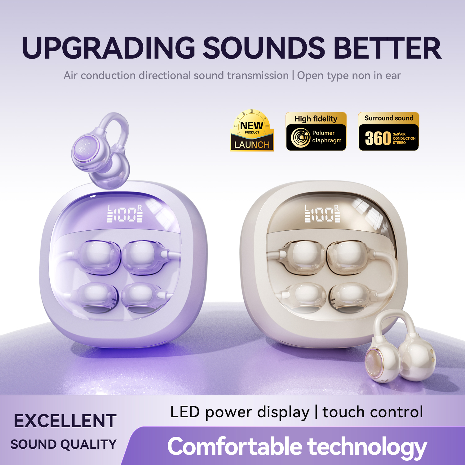 Open-Ear Wireless Earbuds with ENC Noise Reduction Model#M163