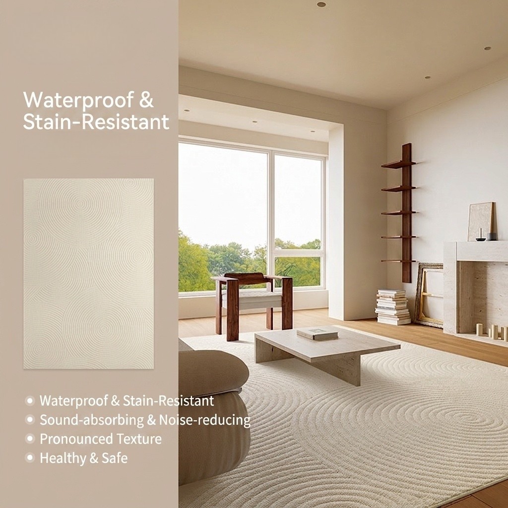 Modern Abstract Wool Blend Area Rug - Waterproof & Anti-Bacterial