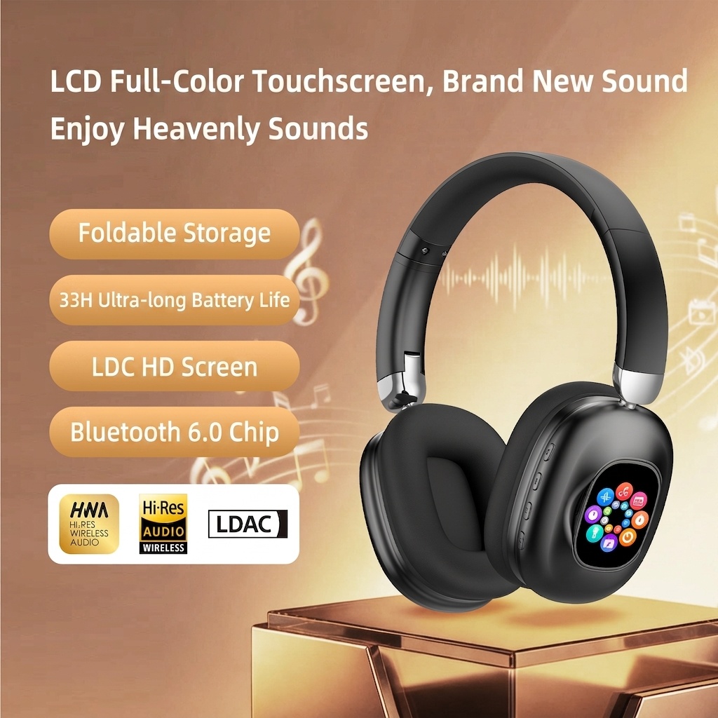 Color LCD Touchscreen Wireless Bluetooth Headphones - AKZ620BT