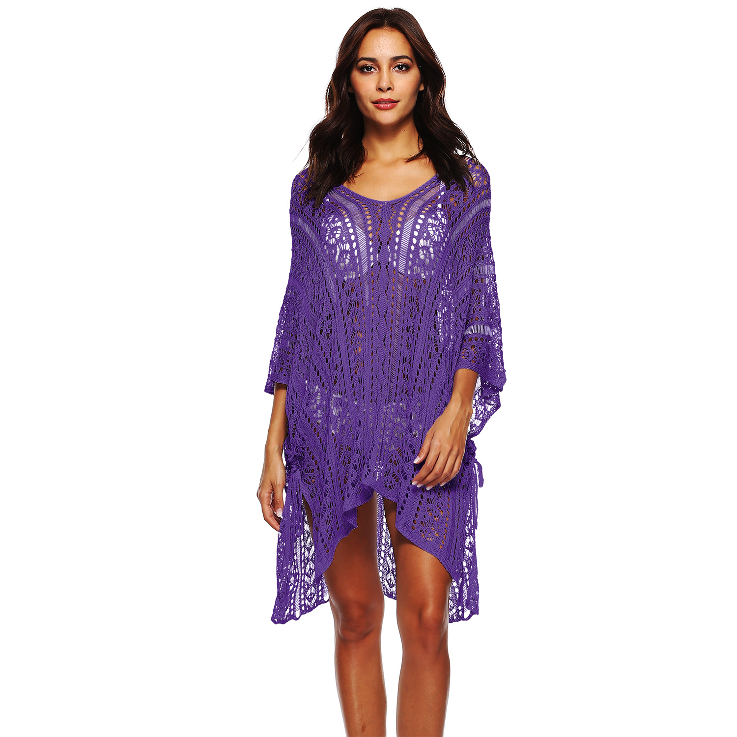 Women's Crochet Knit Beach Cover Up Tunic V-Neck Swimwear