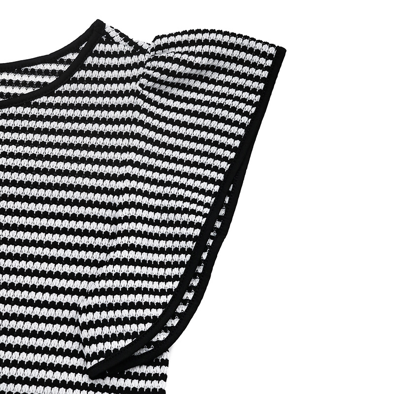 Chic Striped Flutter Sleeve Knit Top