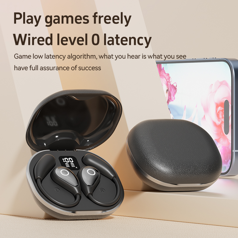 Wireless Open-Ear Bluetooth Earbuds with Leather Charging Case Model#M95