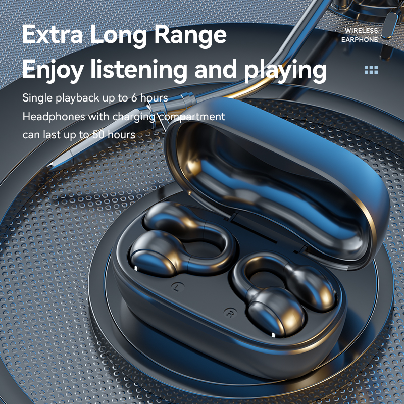 9D Wireless Ear-Clip Headphones with LED Power Display Model#M47