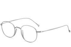 Lunettes ovales en titane argenté #BS1913-0182