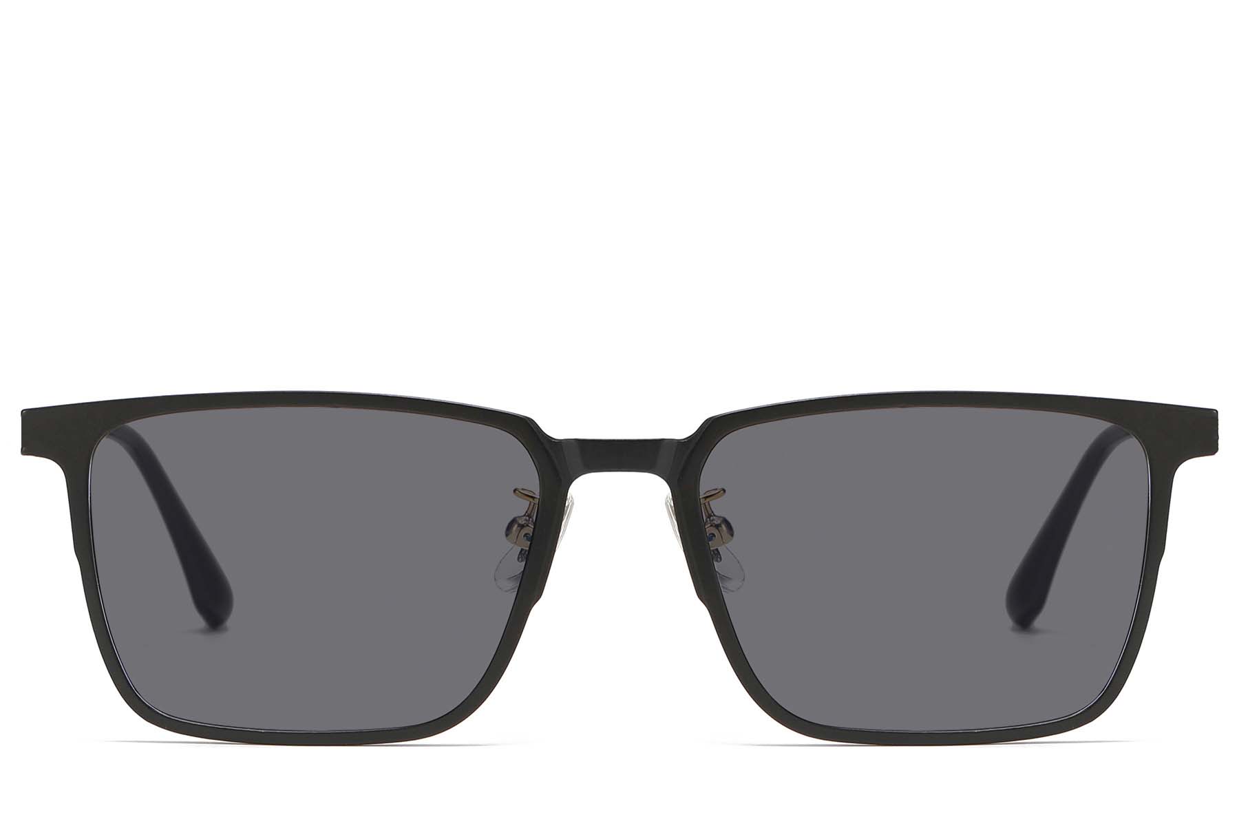 Gafas de sol rectangulares negras TR90 con clip #BS1913-0620