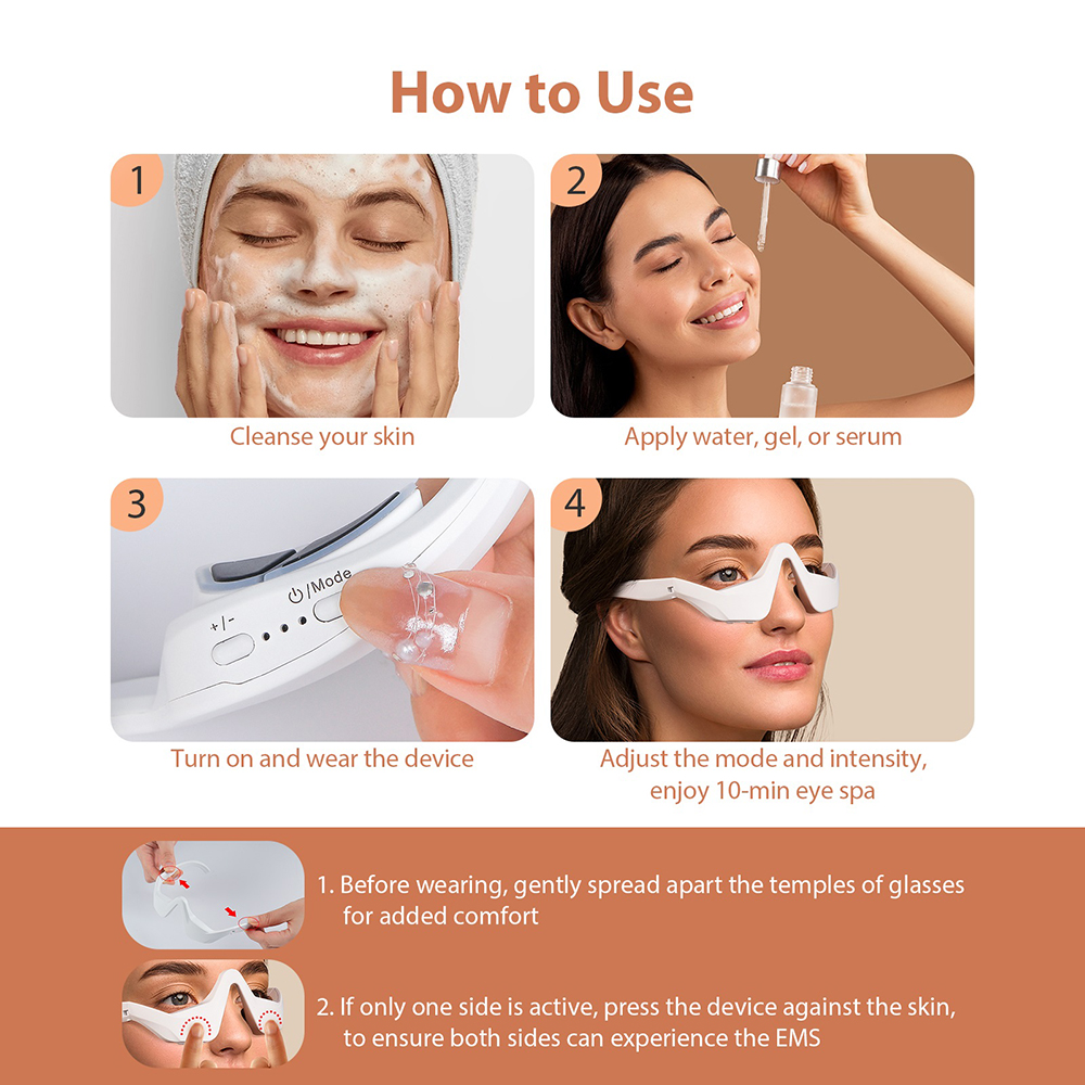 Red Light EMS Eye Massager for Dark Circles & Wrinkles