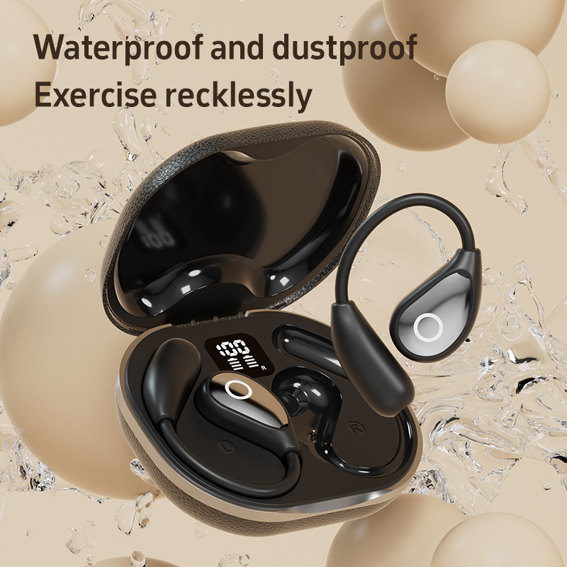 Wireless Open-Ear Bluetooth Earbuds with Leather Charging Case Model#M95