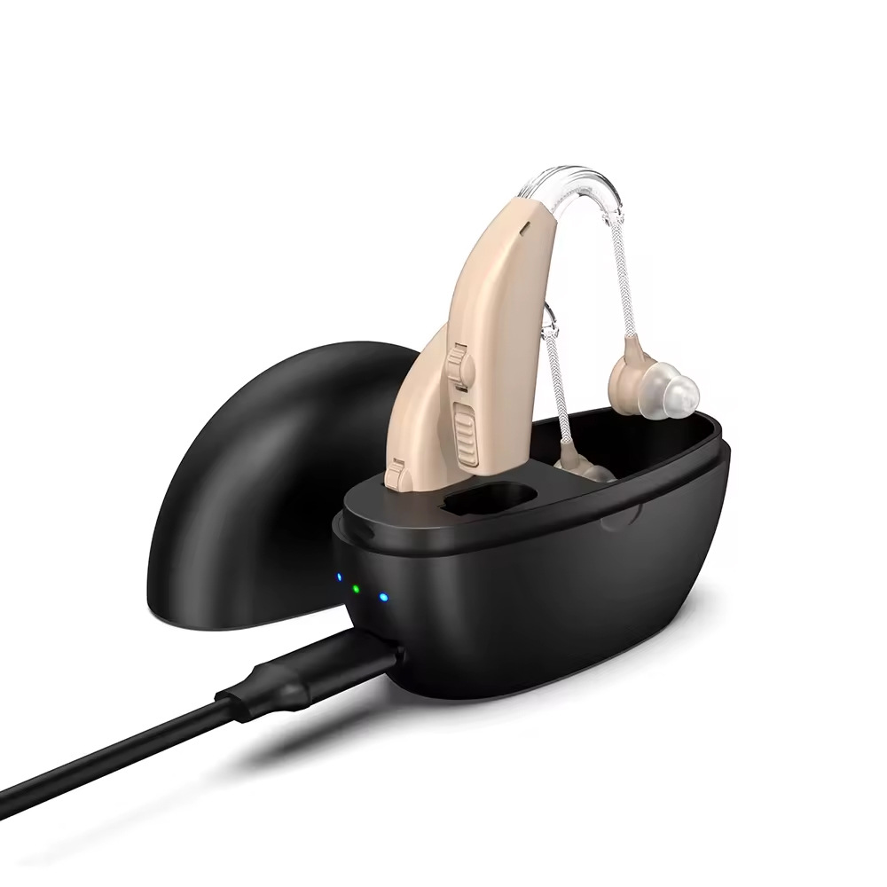 120dB GM-311 Pair Beige Rechargeable Hearing Aids 45H Battery Noise Cancelling #26240006