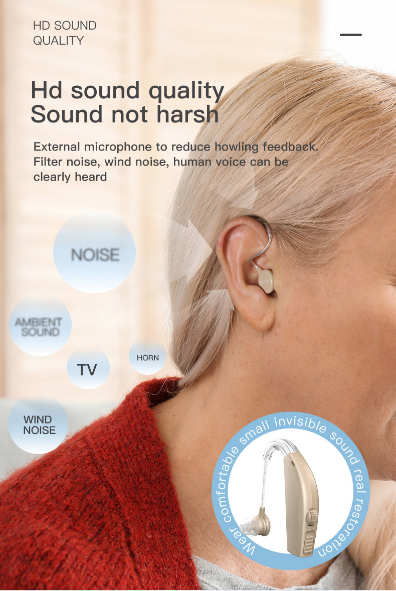 120dB GM-311 Pair Beige Rechargeable Hearing Aids 45H Battery Noise Cancelling #26240006