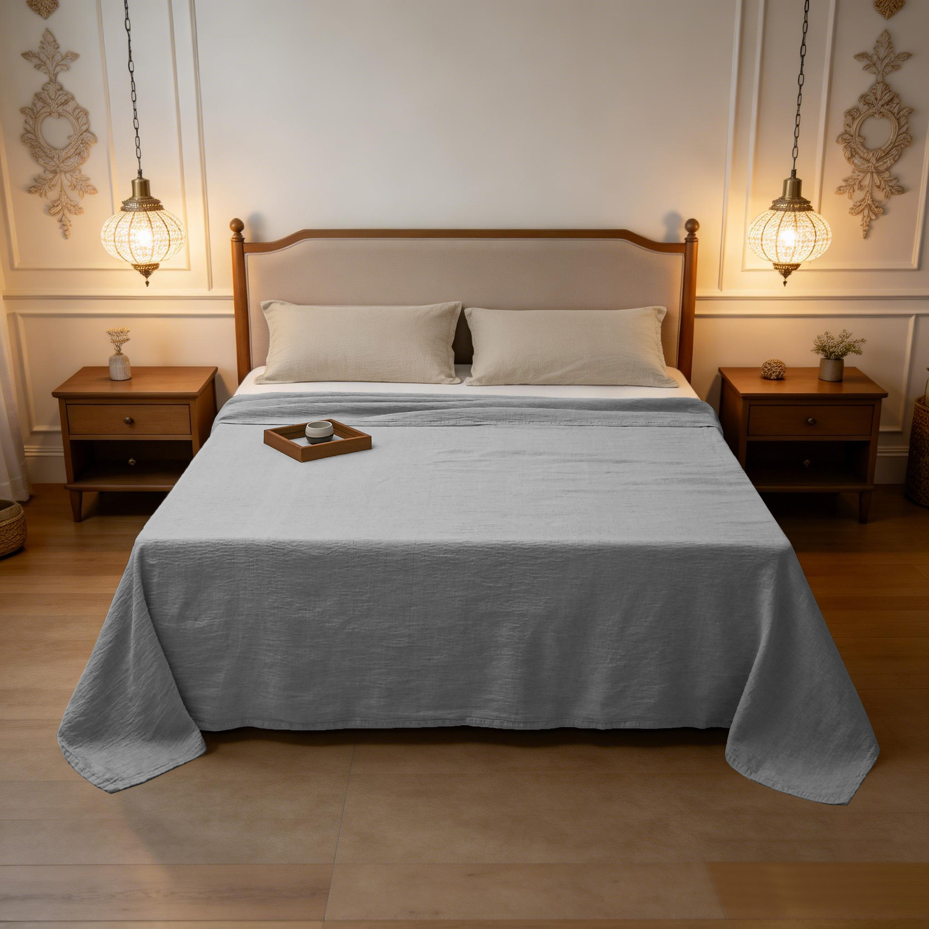 Thickened Cotton Linen Blend Machine Washable Breathable Soft Throw Blanket