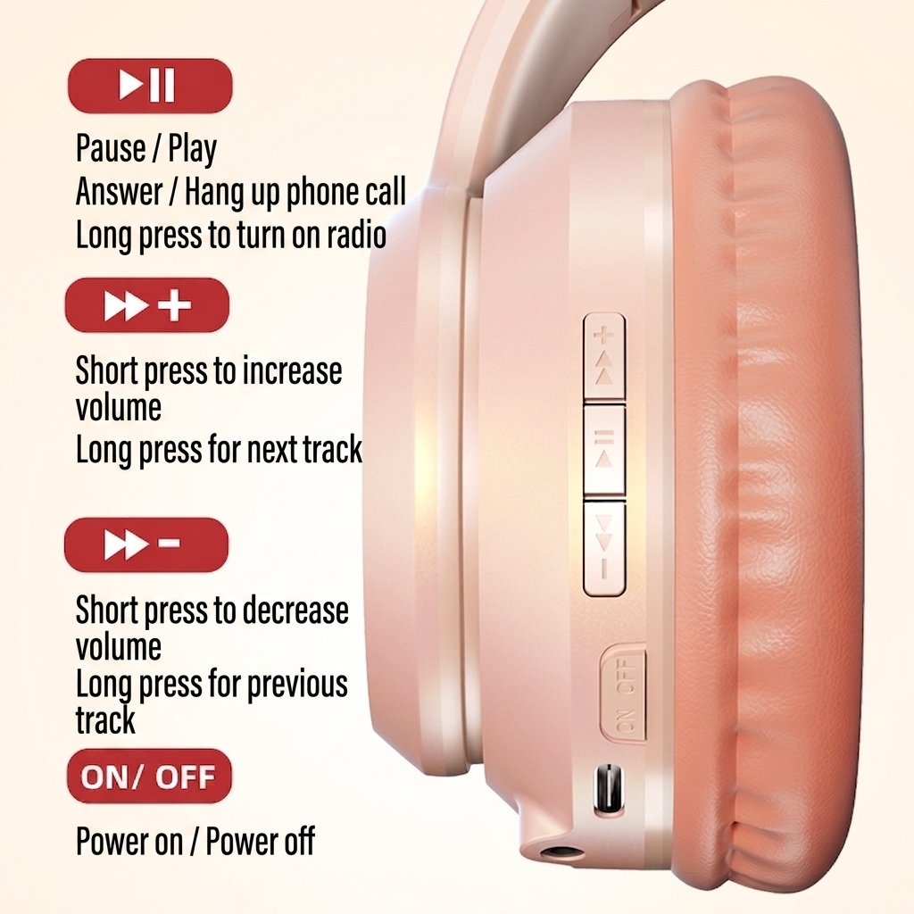 Wireless Over-Ear Foldable Bluetooth Headphones & Smart Watch Companion - LK055