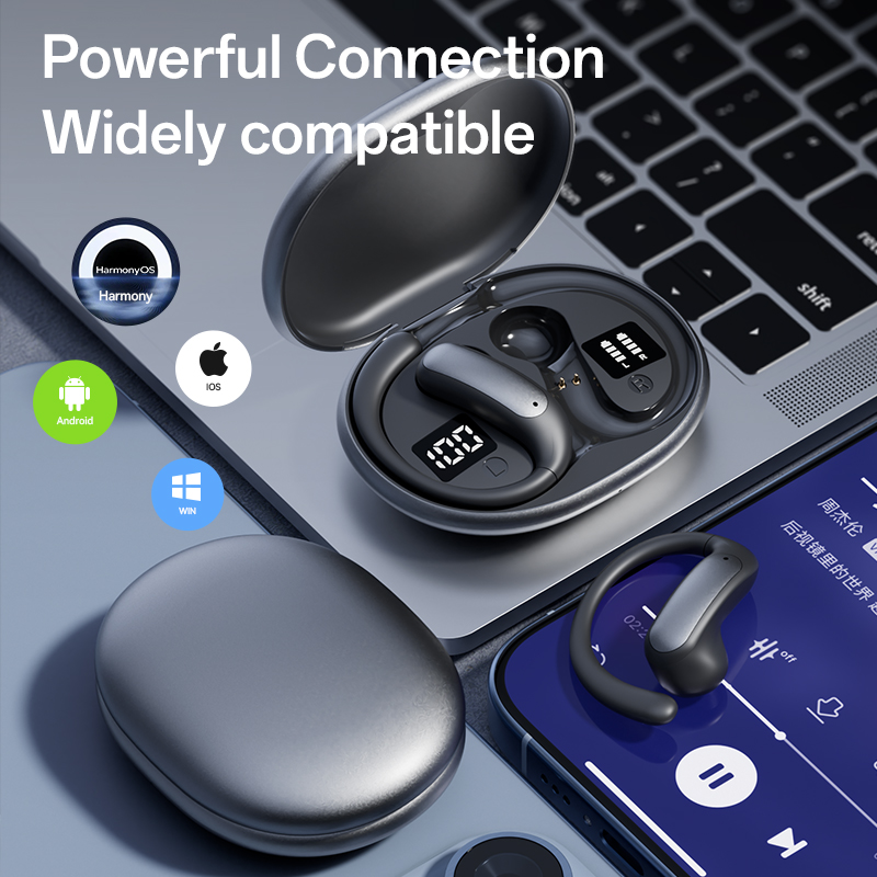 Open-Ear Wireless Bluetooth 5.4 Earbuds with LED Power Display Model#M134