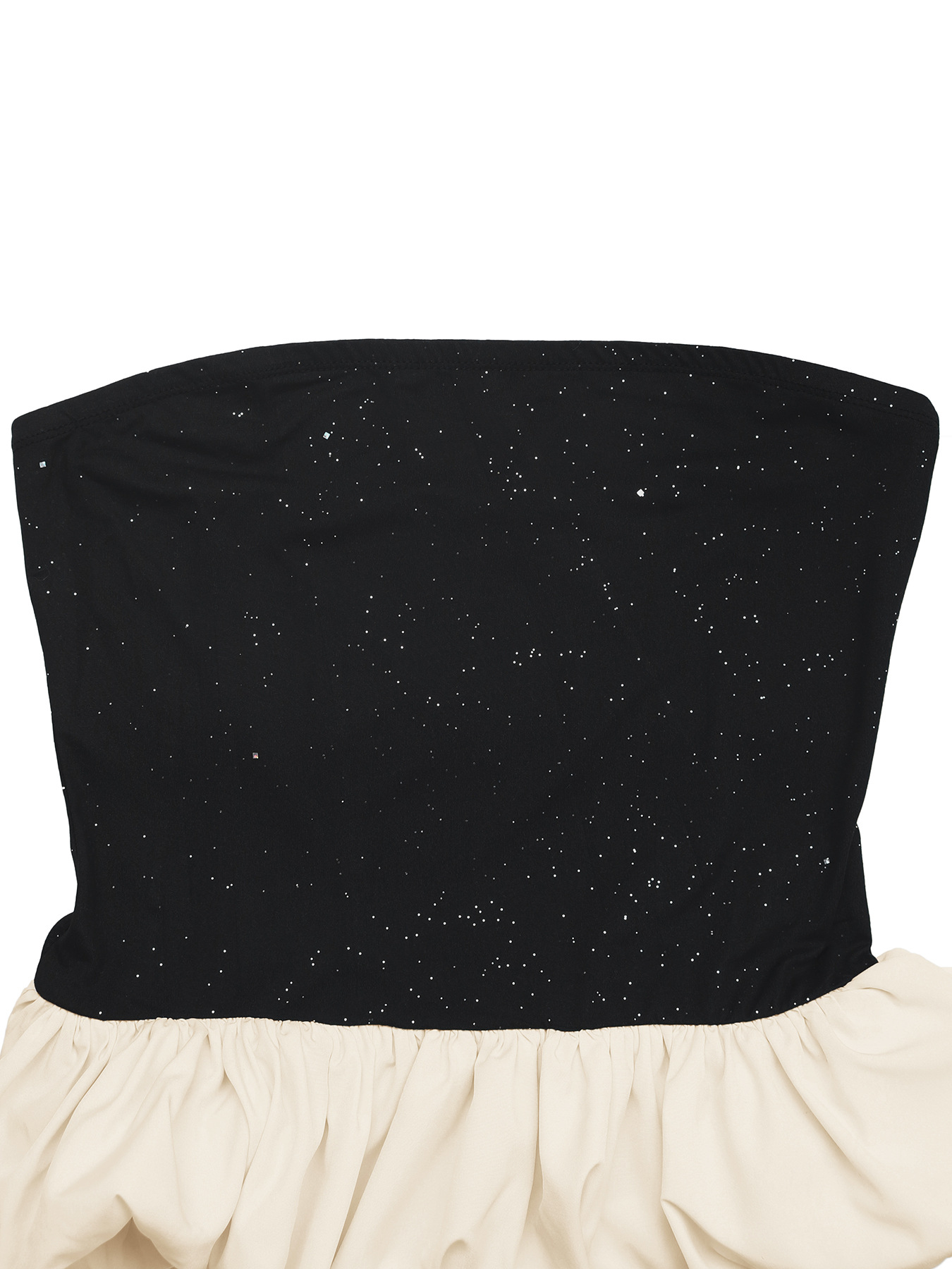 Black Sparkle Peplum Tube Top - Strapless Ruffle