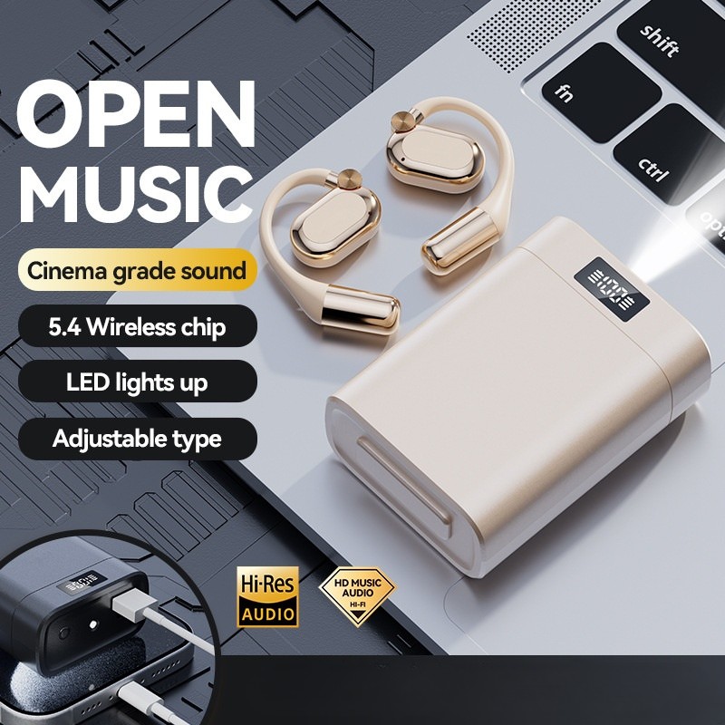 Wireless Open-Ear Bluetooth 5.4 Earbuds with LED Power Case Model#M116
