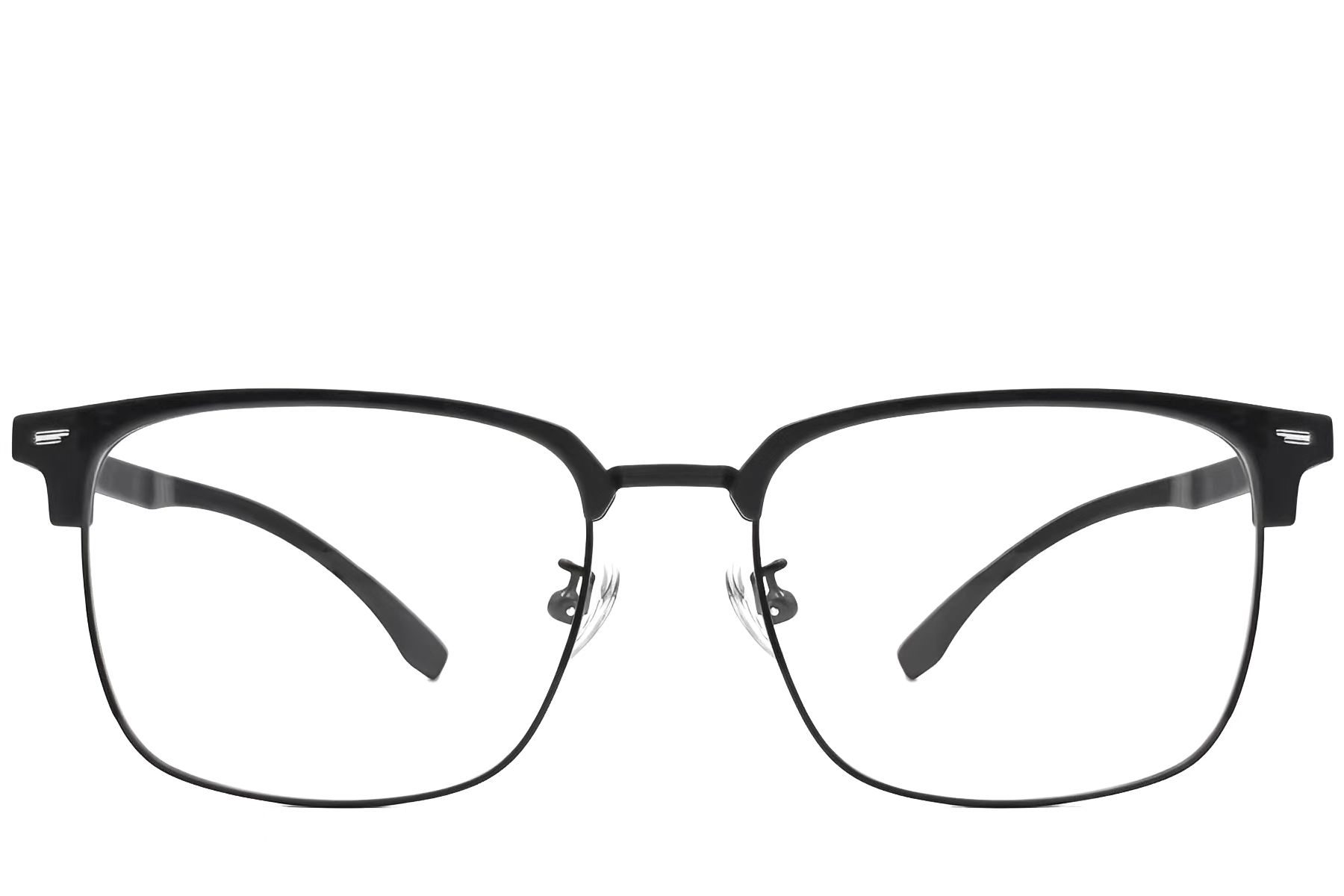 BS1924-0038_Black_Semi-rimless_Metal_Glasses_front