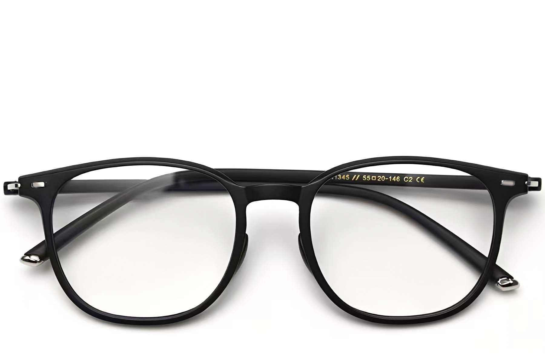 BS0423-0041_Black_Rectangular_TR90_Glasses_front