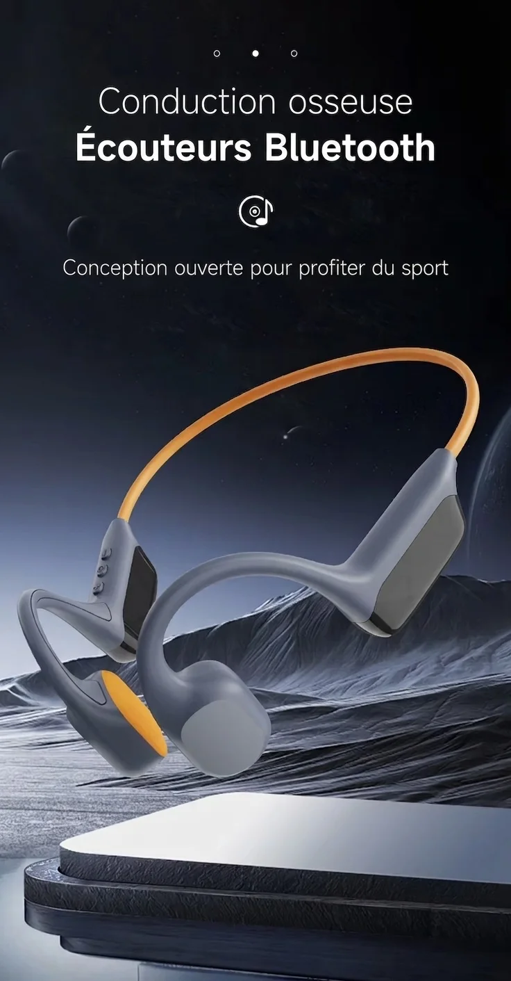 Écouteurs de sport à conduction osseuse étanches IPX8 avec lecteur MP3 de 32 Go
