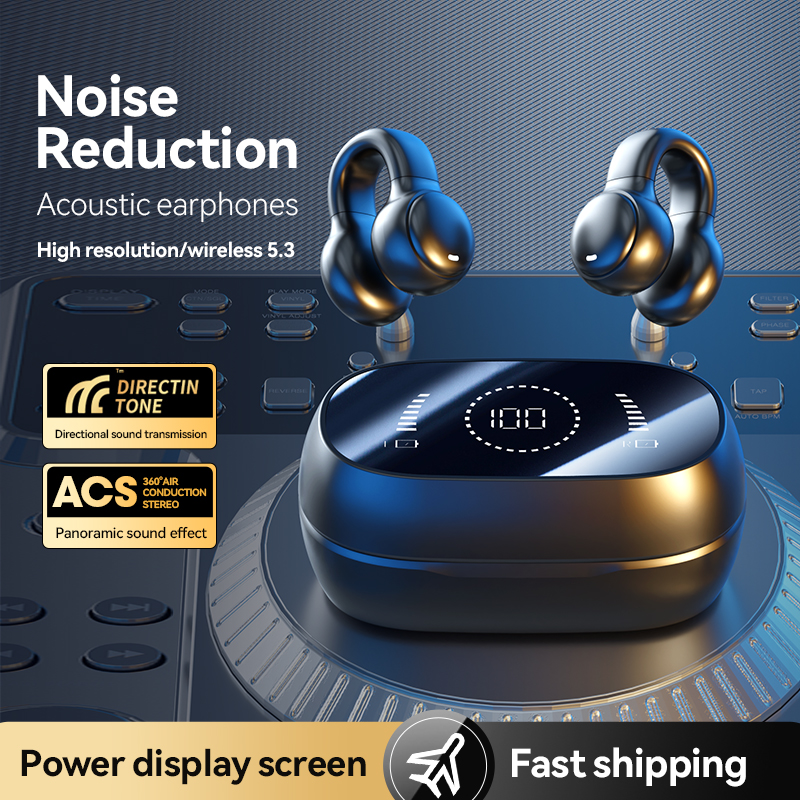 9D Wireless Ear-Clip Headphones with LED Power Display Model#M47