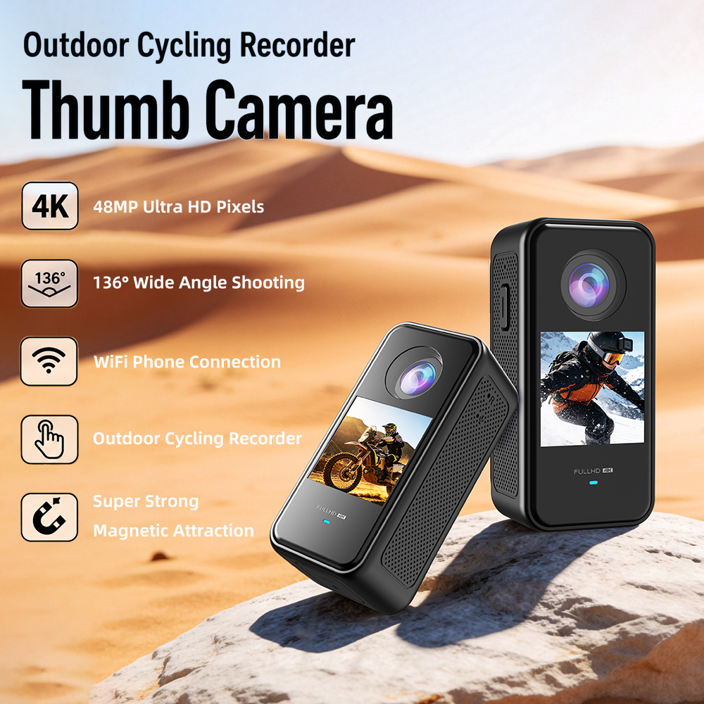4K Magnetic Thumb Camera - Portable Action Cam with 136° Wide Angle