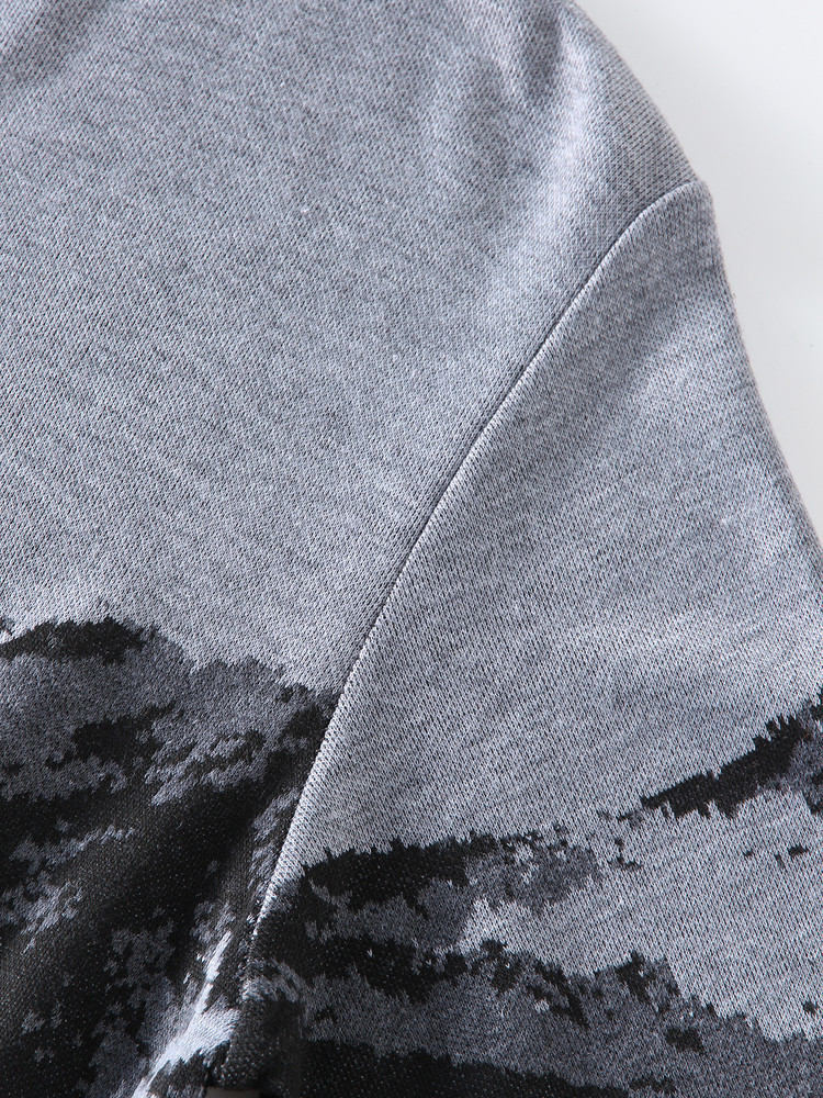 Maglione da uomo a maniche lunghe con scollo rotondo e stampa sfumata, modello girocollo, pullover alla moda