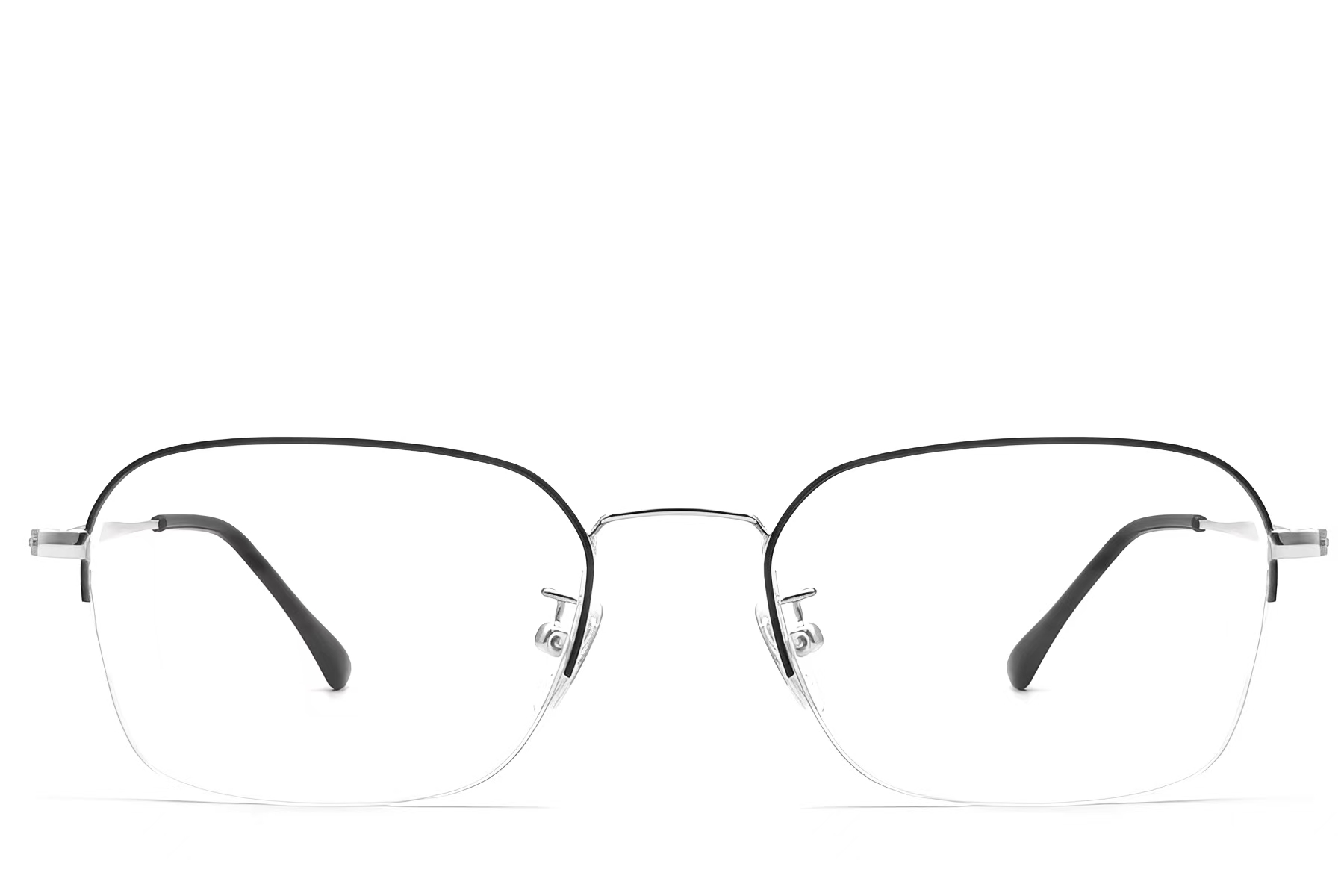 BS0406-0132_Black_Semi-rimless_Metal_Glasses_front