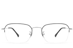 BS0406-0132_Black_Semi-rimless_Metal_Glasses_front