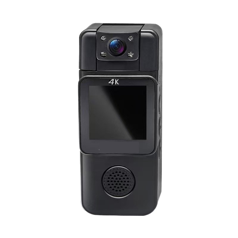 Minicámara de acción 4K de bolsillo con lente giratoria de 180° y detección de movimiento por Wi-Fi.